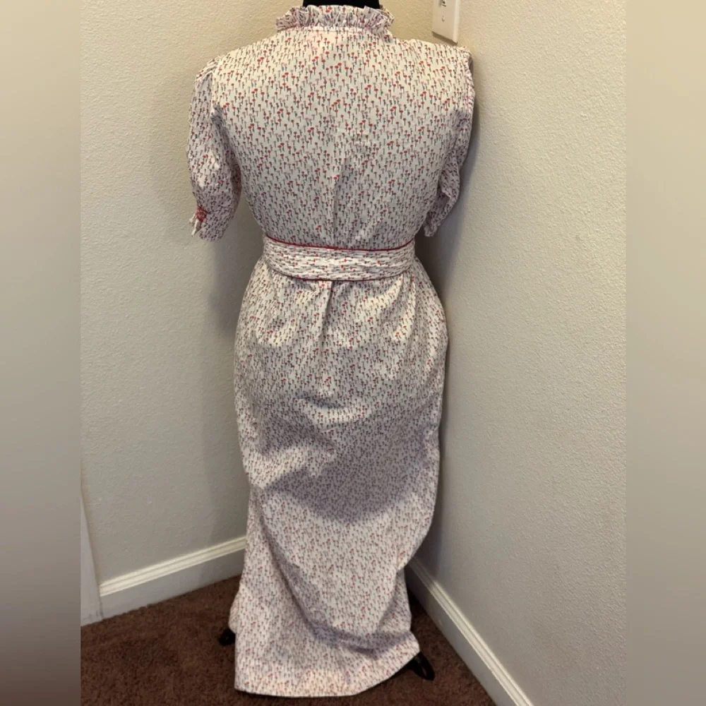 Dondolo Pencil & Paper Co Red White Floral Maxi Dress Peasant Puff Sleeve S $225 - Picture 5 of 10